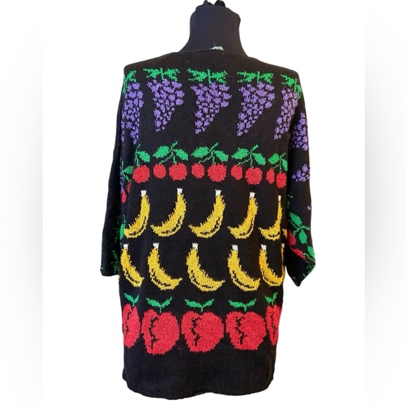 Vintage French Rags Hand-Loomed Fruit Crew Neck Sweater - Picture 7 of 16